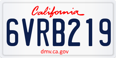 CA license plate 6VRB219