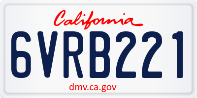 CA license plate 6VRB221