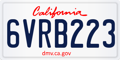 CA license plate 6VRB223
