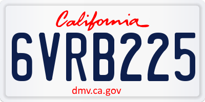 CA license plate 6VRB225