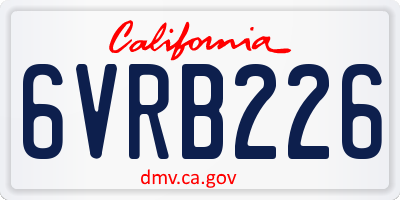 CA license plate 6VRB226