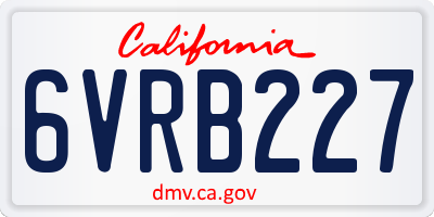 CA license plate 6VRB227