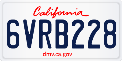 CA license plate 6VRB228