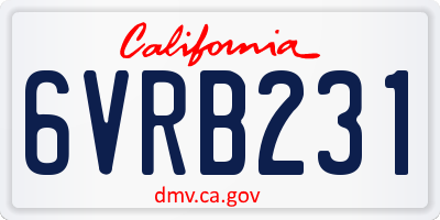 CA license plate 6VRB231
