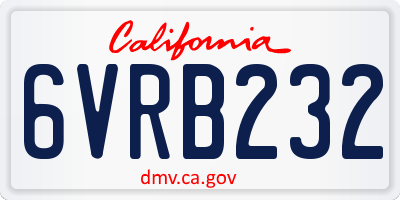 CA license plate 6VRB232