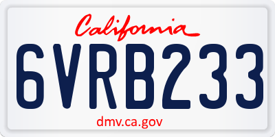 CA license plate 6VRB233