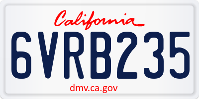 CA license plate 6VRB235