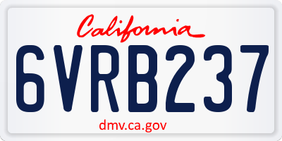 CA license plate 6VRB237