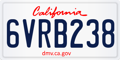 CA license plate 6VRB238