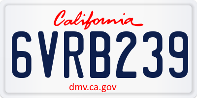 CA license plate 6VRB239