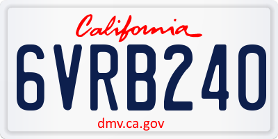 CA license plate 6VRB240
