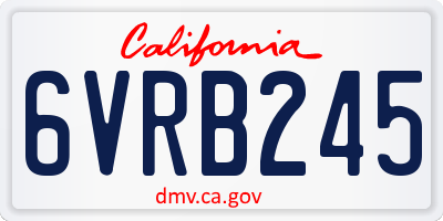CA license plate 6VRB245