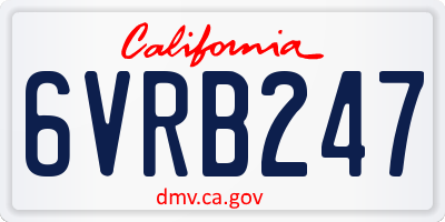 CA license plate 6VRB247