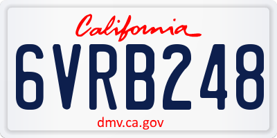 CA license plate 6VRB248