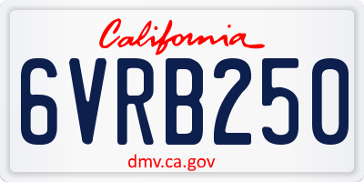 CA license plate 6VRB250