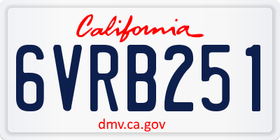 CA license plate 6VRB251