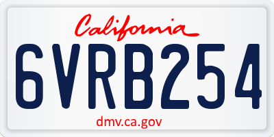 CA license plate 6VRB254
