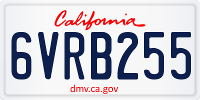 CA license plate 6VRB255