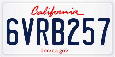 CA license plate 6VRB257