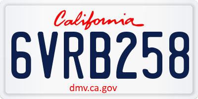 CA license plate 6VRB258