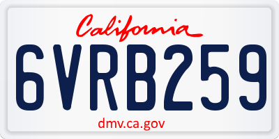 CA license plate 6VRB259