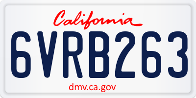 CA license plate 6VRB263