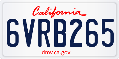 CA license plate 6VRB265