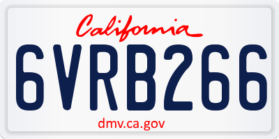 CA license plate 6VRB266