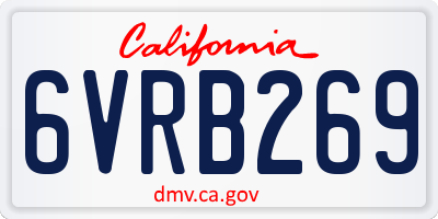 CA license plate 6VRB269