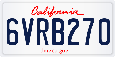 CA license plate 6VRB270