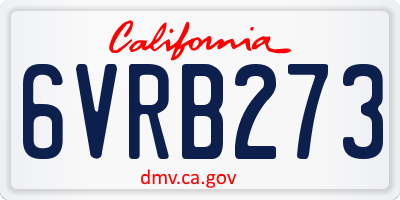 CA license plate 6VRB273