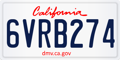 CA license plate 6VRB274