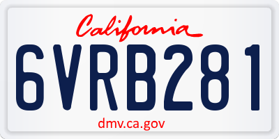 CA license plate 6VRB281