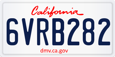 CA license plate 6VRB282