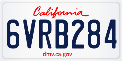 CA license plate 6VRB284