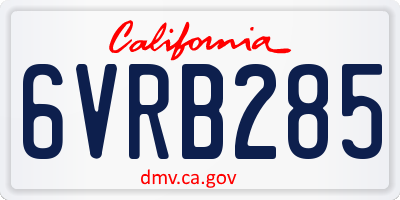 CA license plate 6VRB285