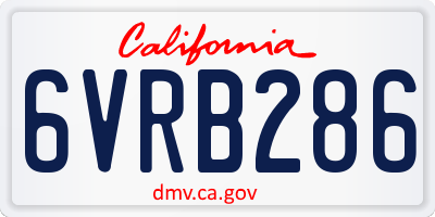 CA license plate 6VRB286