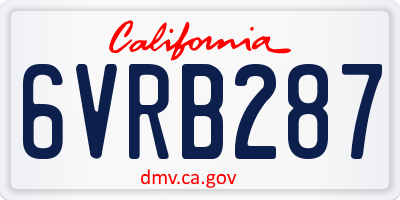 CA license plate 6VRB287