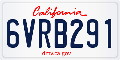 CA license plate 6VRB291