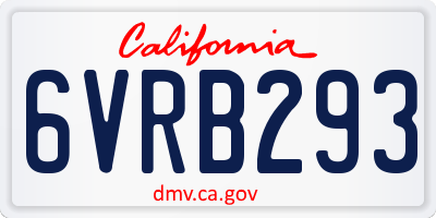 CA license plate 6VRB293