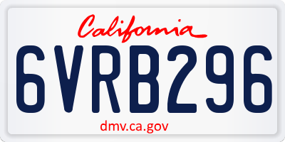 CA license plate 6VRB296