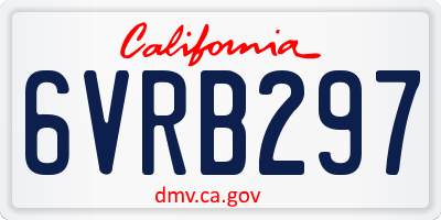 CA license plate 6VRB297