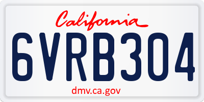 CA license plate 6VRB304