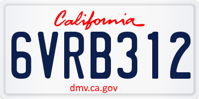 CA license plate 6VRB312