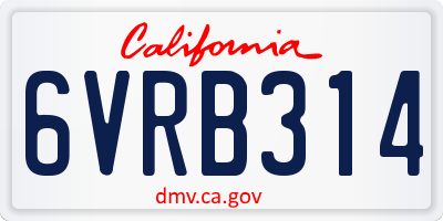 CA license plate 6VRB314