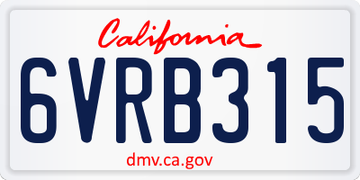 CA license plate 6VRB315