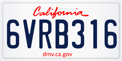 CA license plate 6VRB316