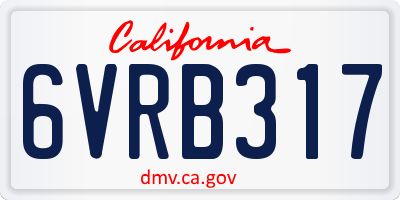 CA license plate 6VRB317