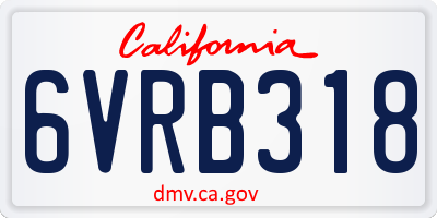 CA license plate 6VRB318