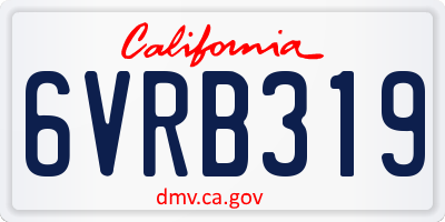 CA license plate 6VRB319